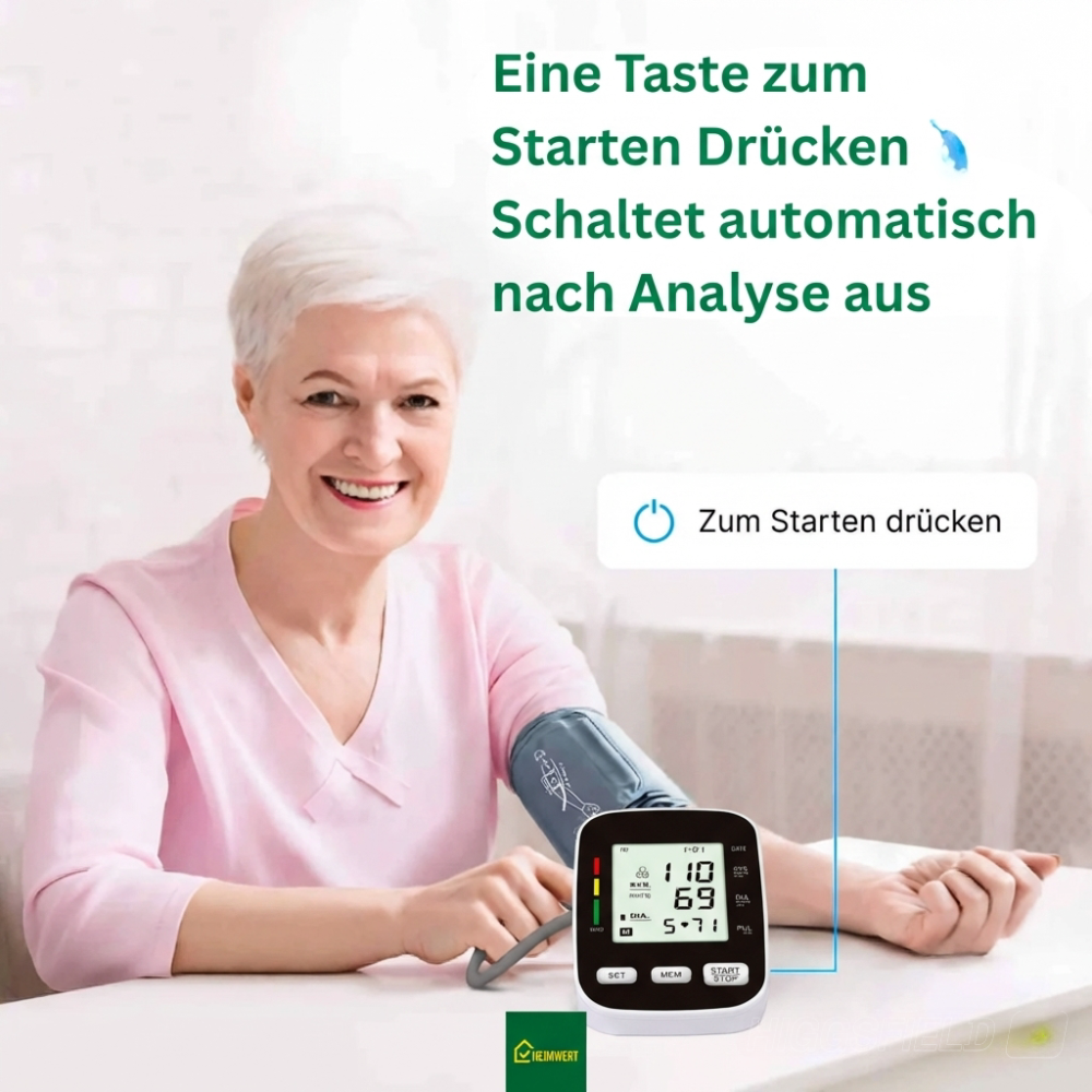 Blutdruckmessgerät mit digitalem Display / Mit komfortabler Manschette und Speicherfunktion / Blutdruck- und Pulsmessung