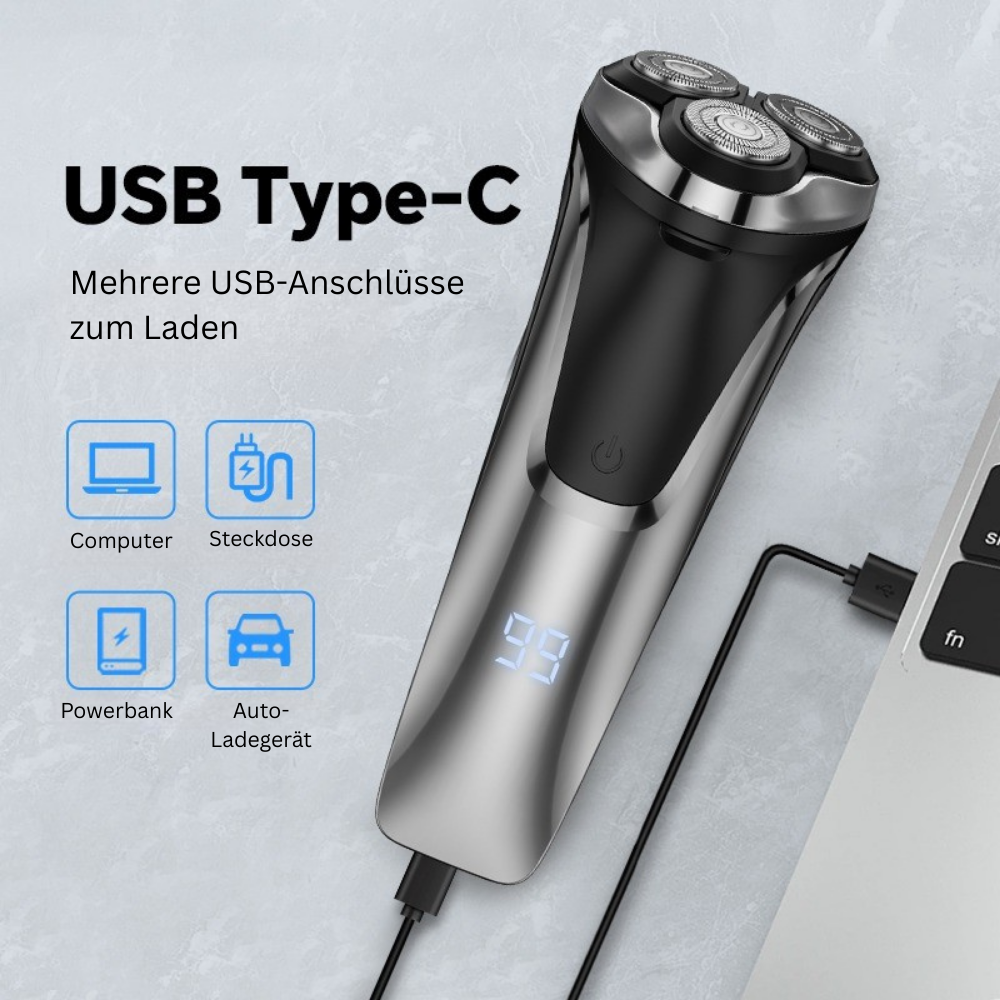Herrenrasierer FK-3755 – Hochpräzise 4D-Scherköpfe und integrierter Trimmer für eine gründliche und komfortable Rasur