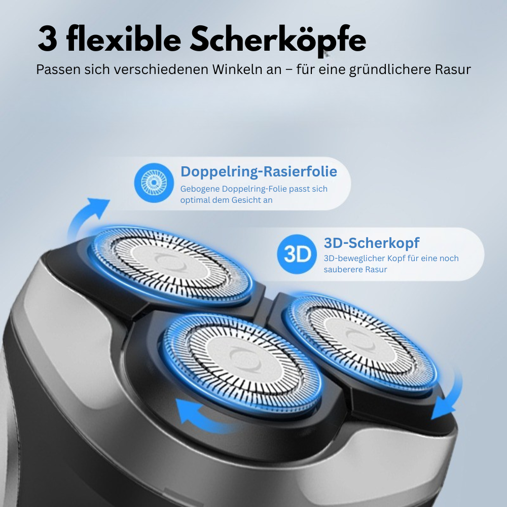 Herrenrasierer FK-3755 – Hochpräzise 4D-Scherköpfe und integrierter Trimmer für eine gründliche und komfortable Rasur
